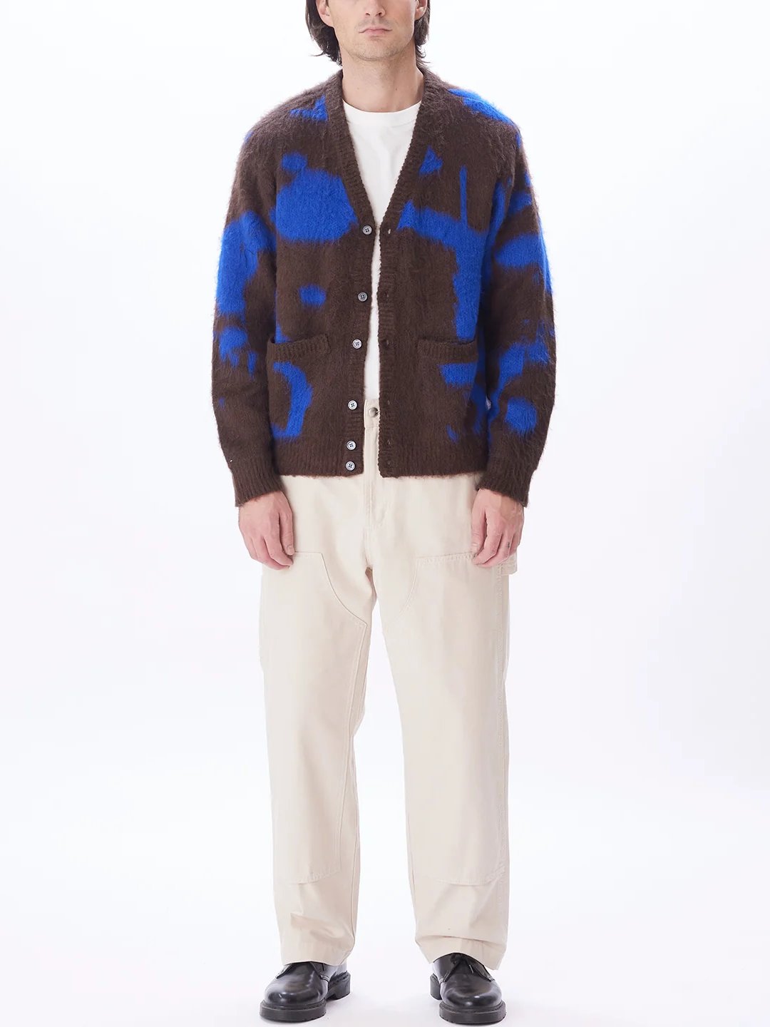 OBEY LUKA SPLATTER CARDIGAN JAVA BROWN MULTI
