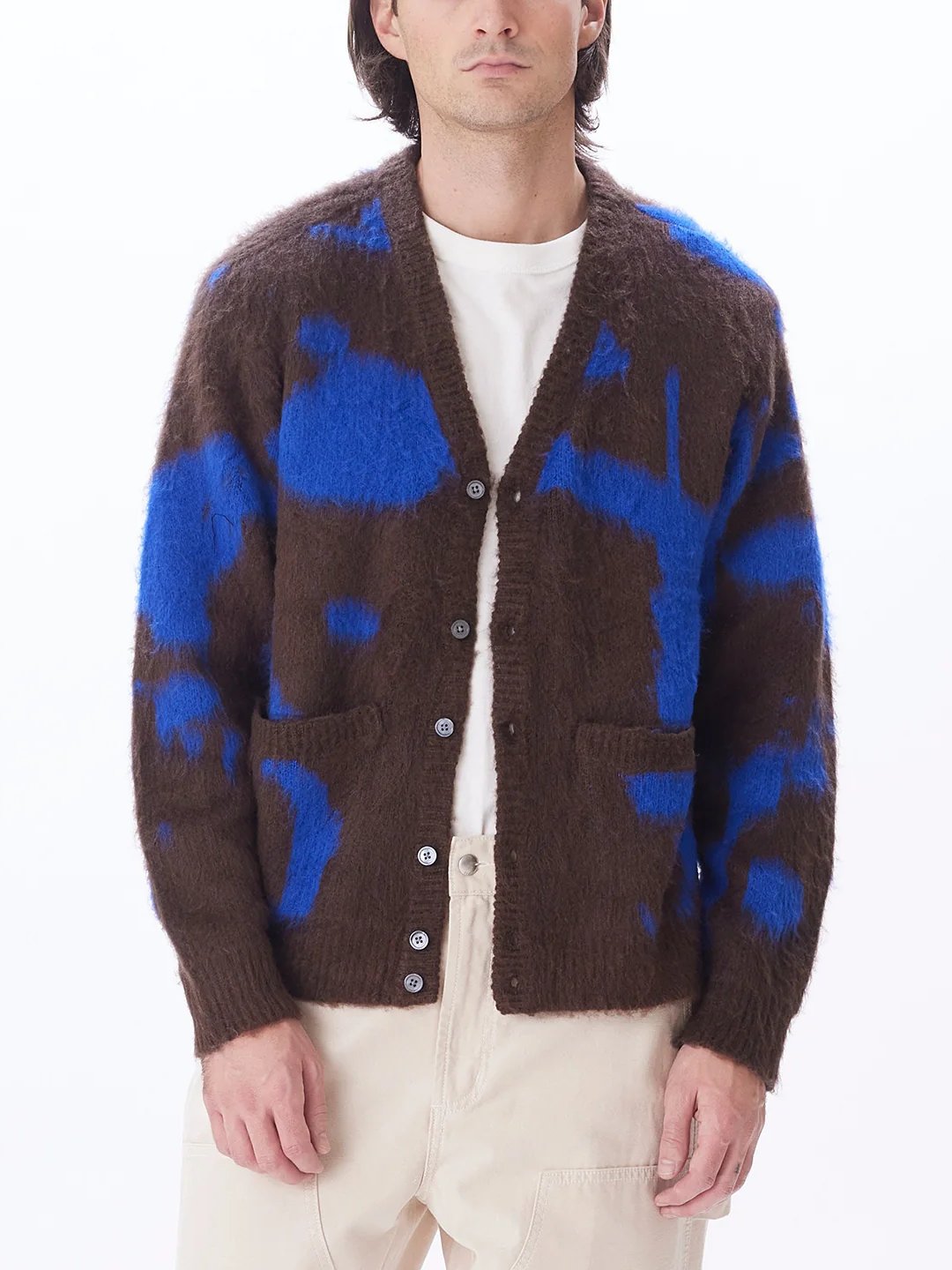 OBEY LUKA SPLATTER CARDIGAN JAVA BROWN MULTI