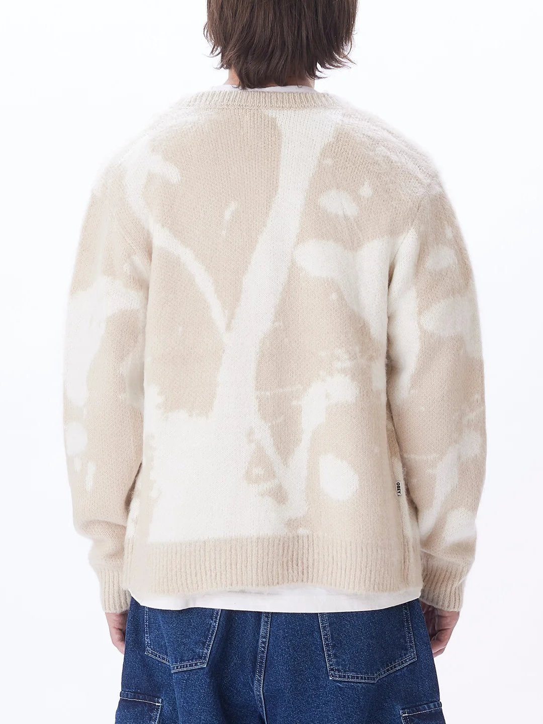 OBEY LUKA SPLATTER CARDIGAN SILVER GREY MULTI