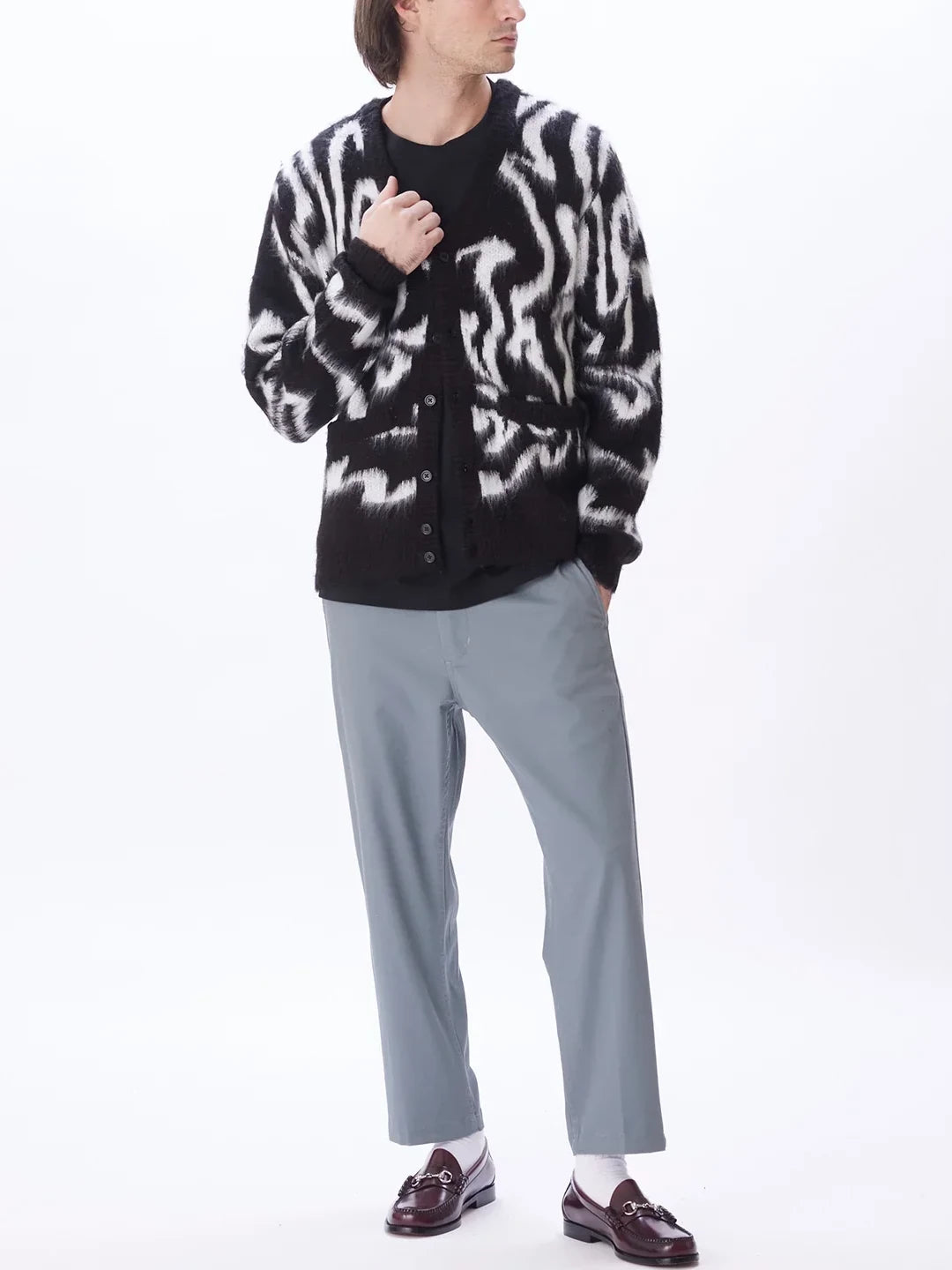 OBEY PALLY CARDIGAN BLACK MULTI
