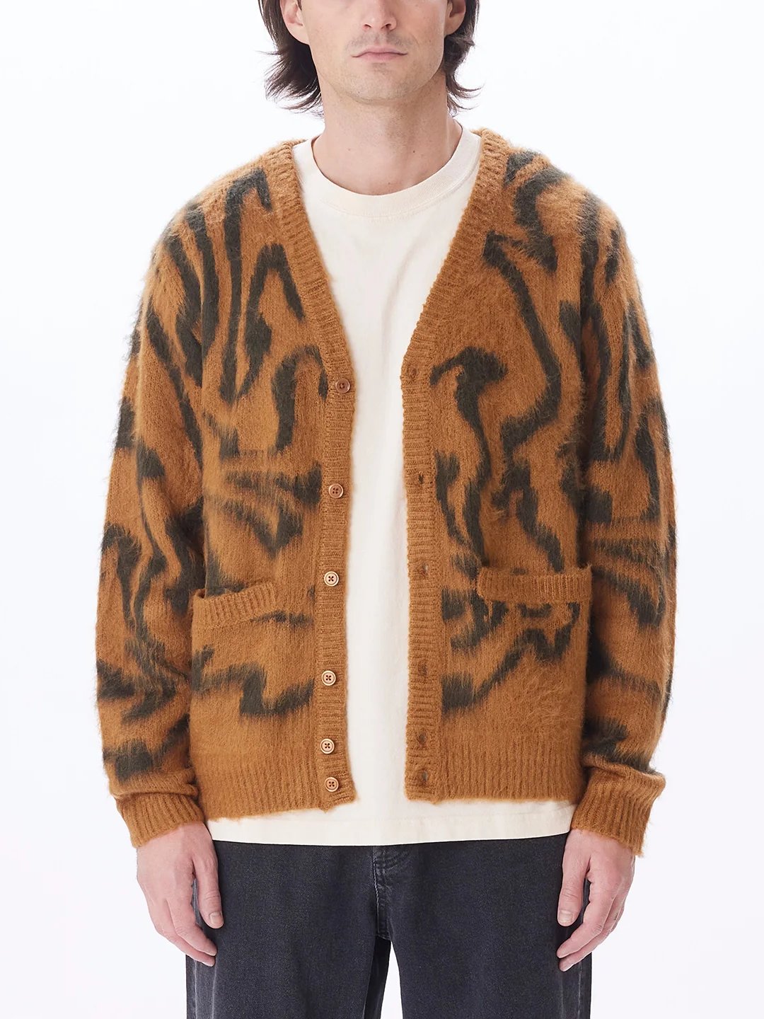 OBEY PALLY CARDIGAN CATECHU WOOD