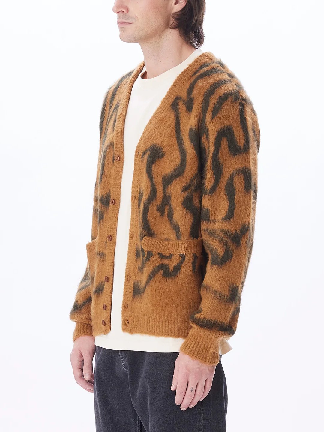 OBEY PALLY CARDIGAN CATECHU WOOD