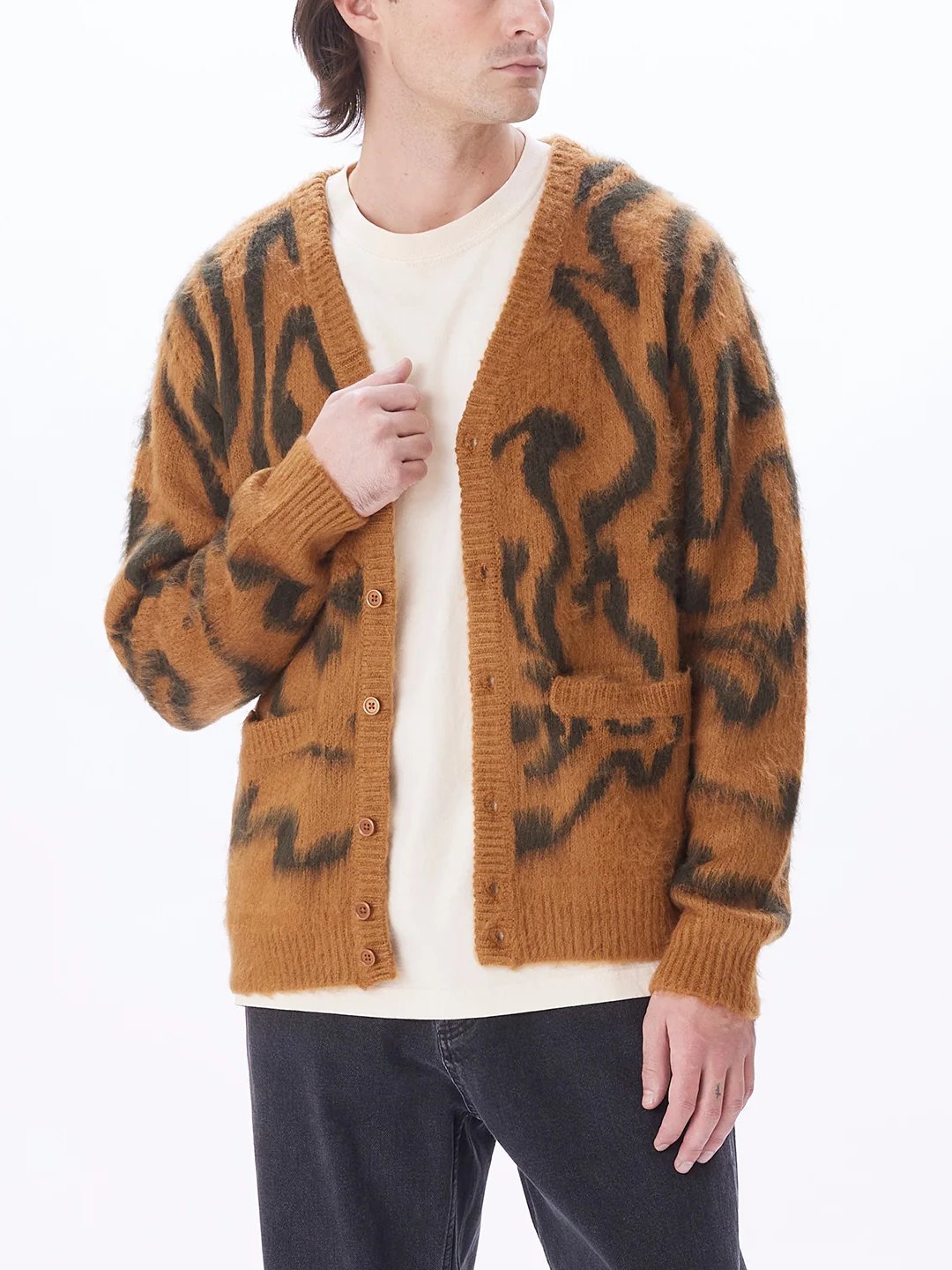 OBEY PALLY CARDIGAN CATECHU WOOD