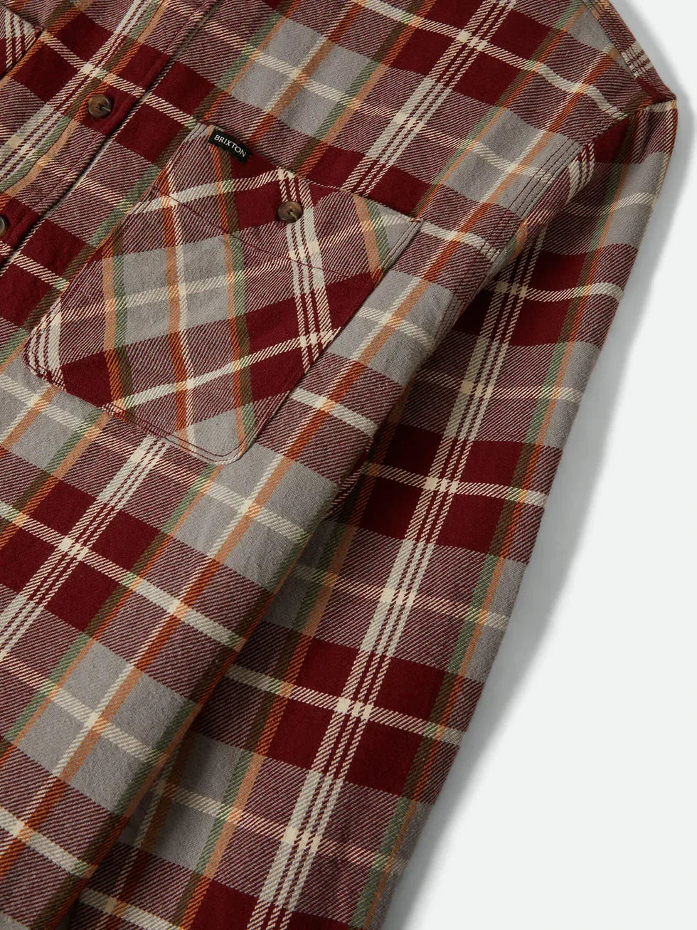 BRIXTON VINTAGE WASH FLANNEL MAROON/BEIGE/GREEN
