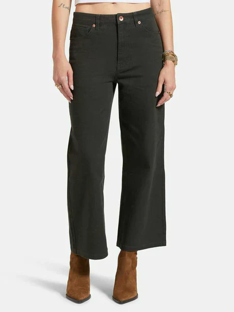 BRIXTON MARGO CROPPED 5 POCKET PANT WASHED BLACK
