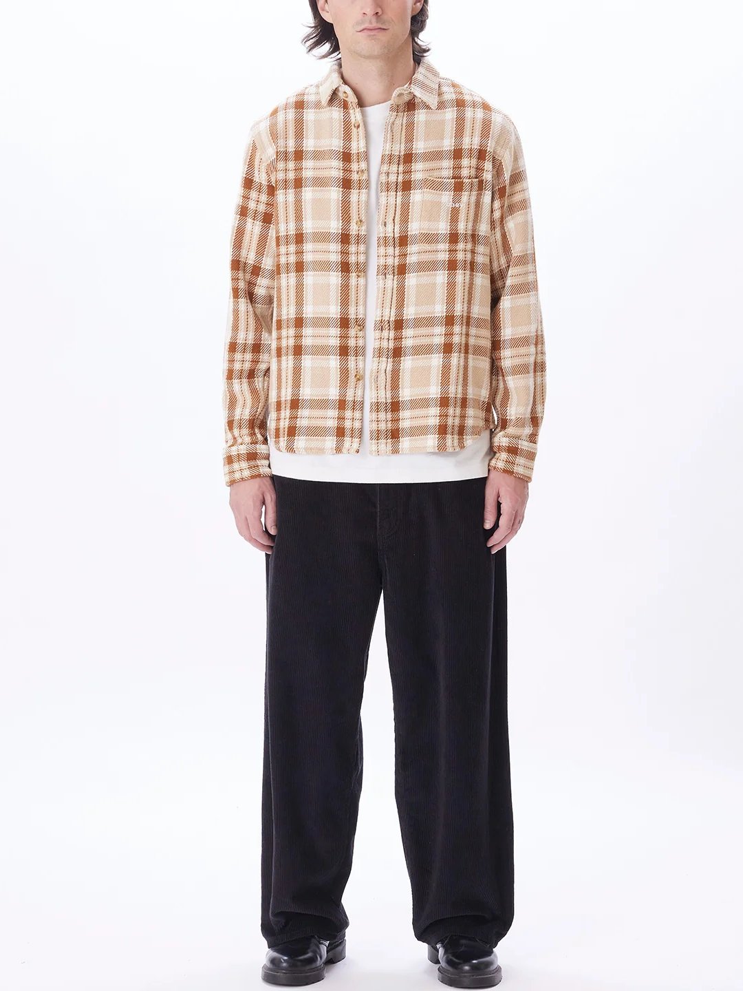 OBEY FRED WOVEN SHIRT IRISH CREAM MULTI OUTFIT