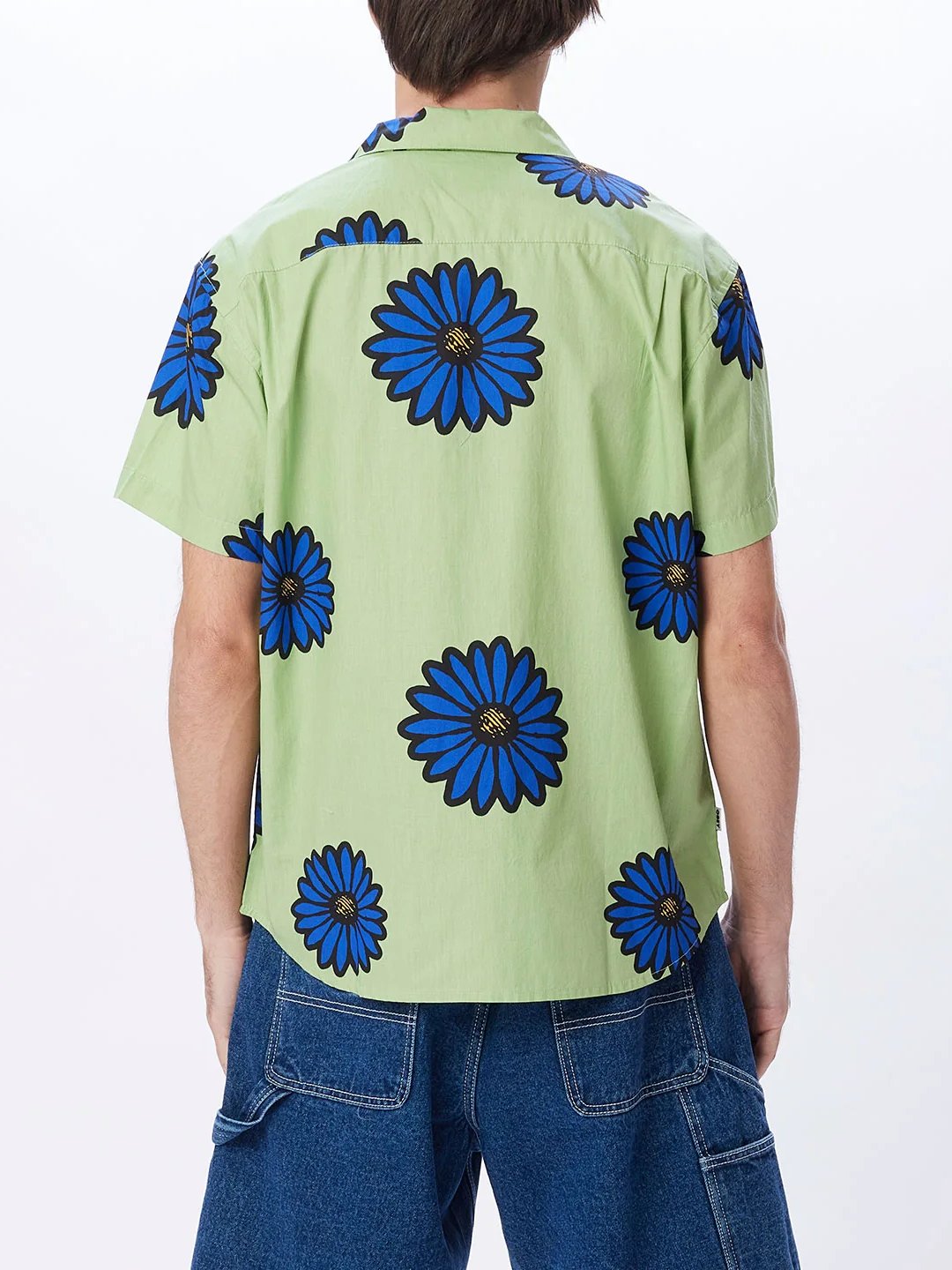 OBEY DAISY BLOSSOMS SHORT SLEEVE WOVEN GREEN MULTI