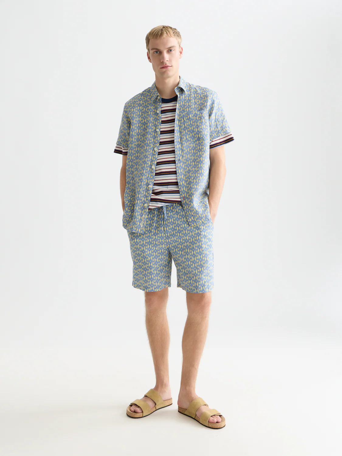 PRINTED LINEN REGULAR FIT SHIRT