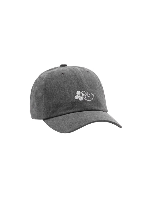 OBEY WASHED TWILL FLOWER STRAP BACK WASHED BLACK