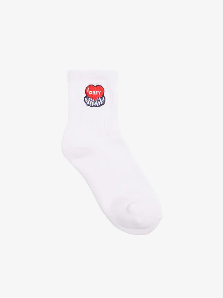 OBEY HEART SOCKS WHITE