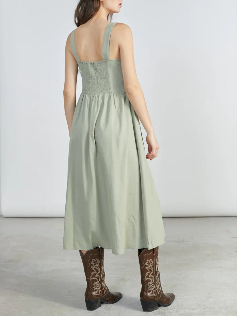 24COLOURS OLIVIA DRESS GREEN