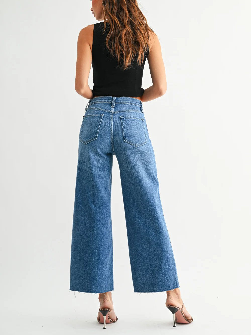 JUST BLACK DENIM SCISSOR CUT WIDE LEG JEAN MEDIUM