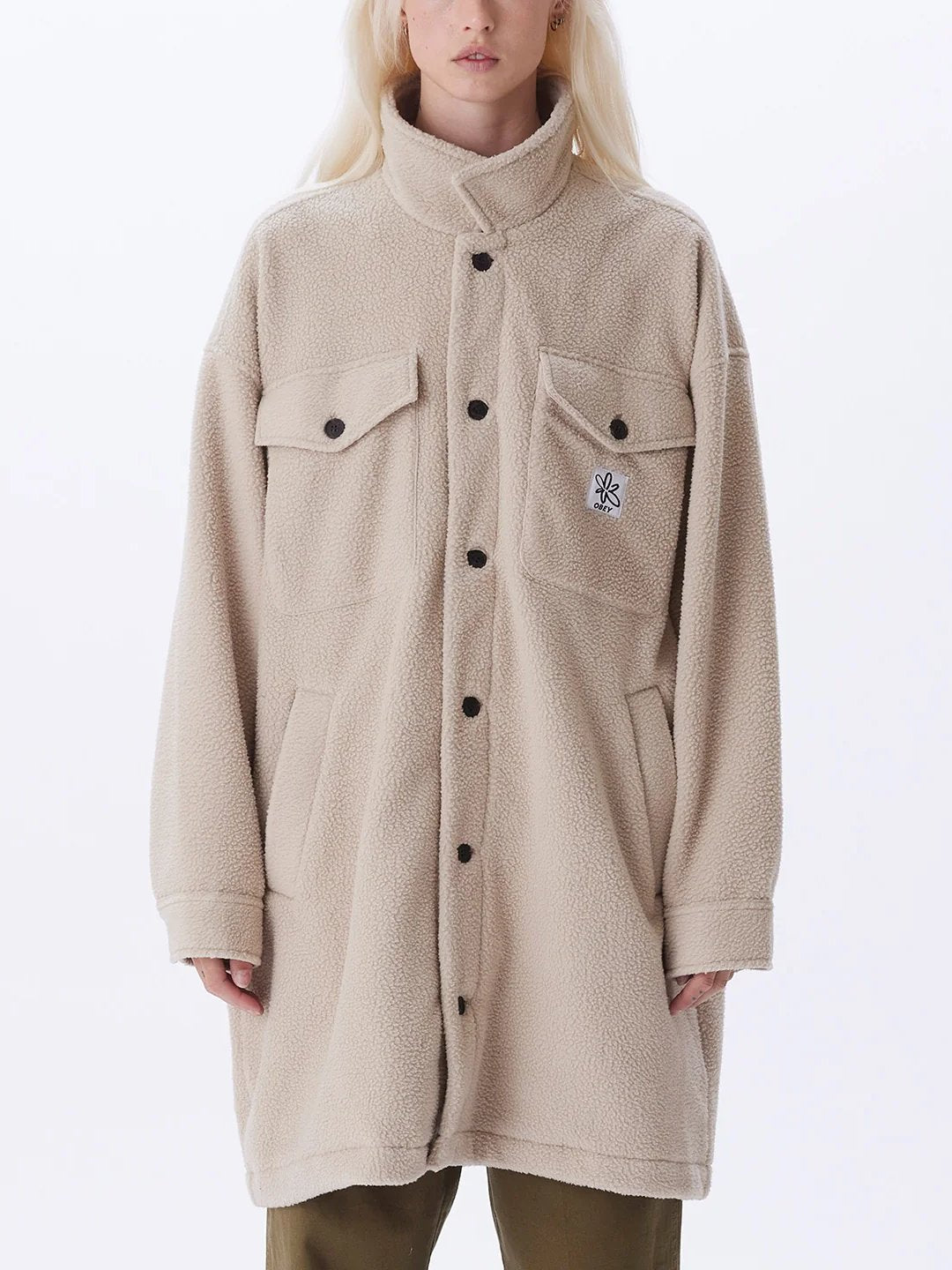OBEY BROOKLYN SHIRT JACKET SILVER GREY