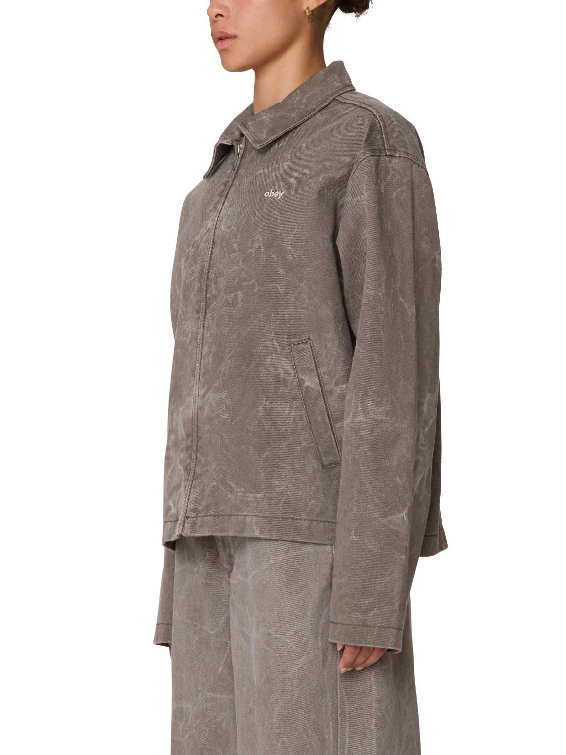 OBEY DONOVAN ZIP JACKET MAJOR BROWN WRINKLE WASH