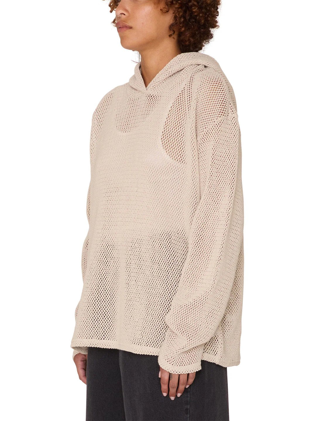OBEY BILLY LONG SLEEVE MESH HOOD CEMENT