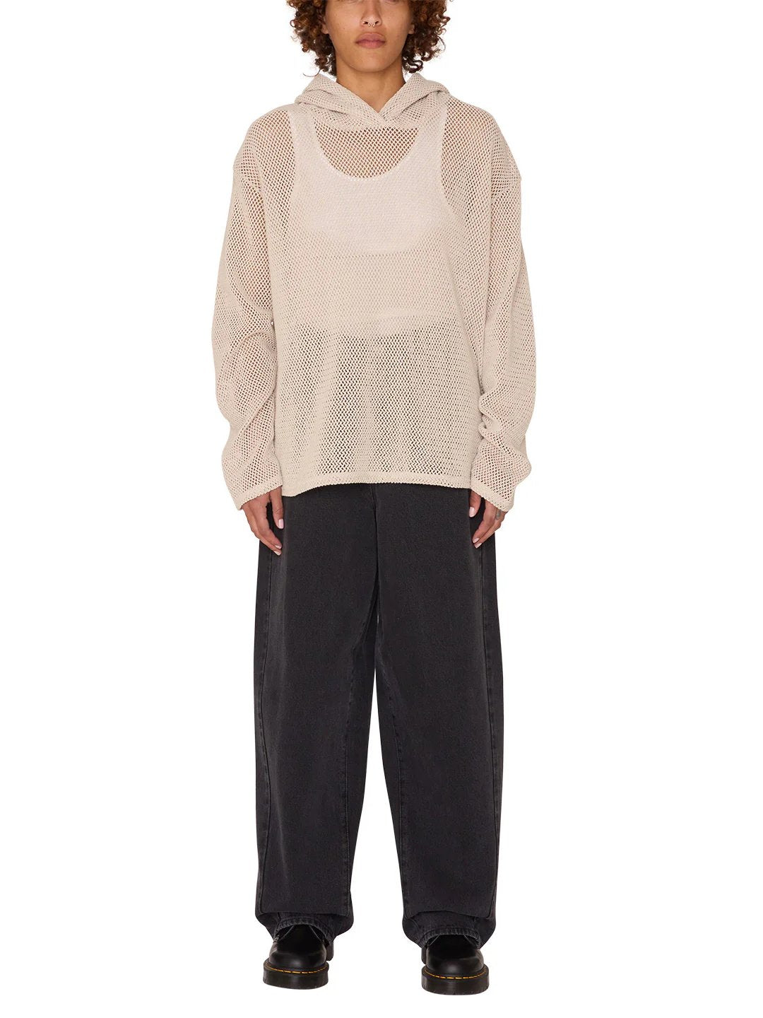 OBEY BILLY LONG SLEEVE MESH HOOD CEMENT