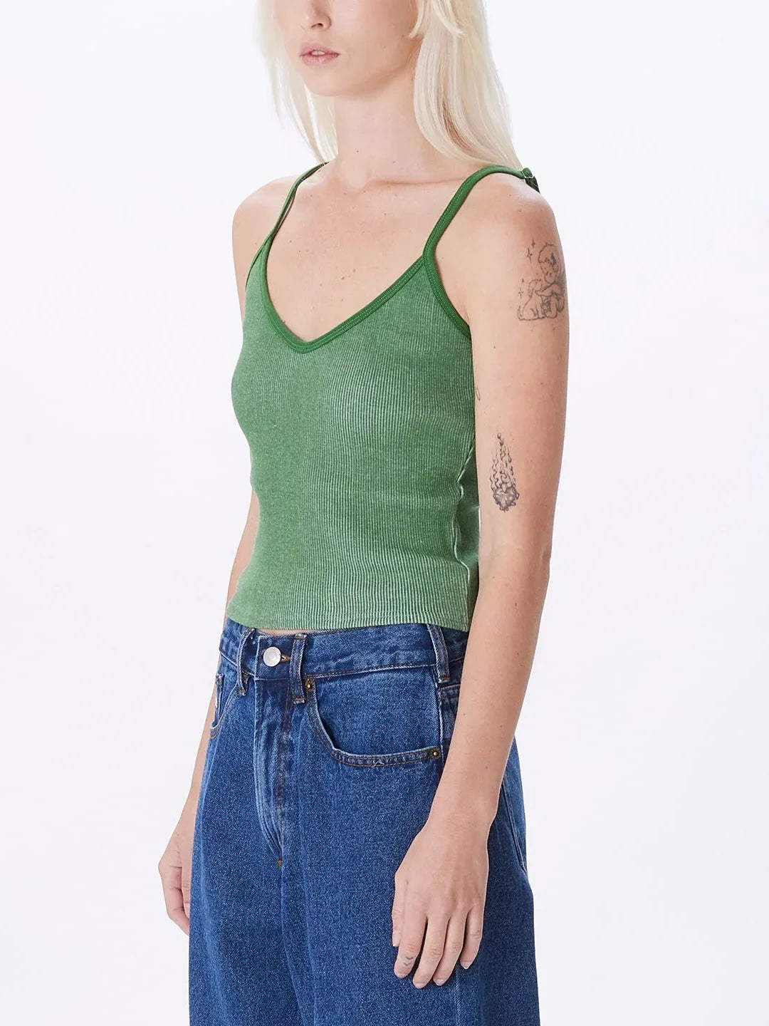 OBEY EVA CROPPED TANK PALM LEAF SIDE