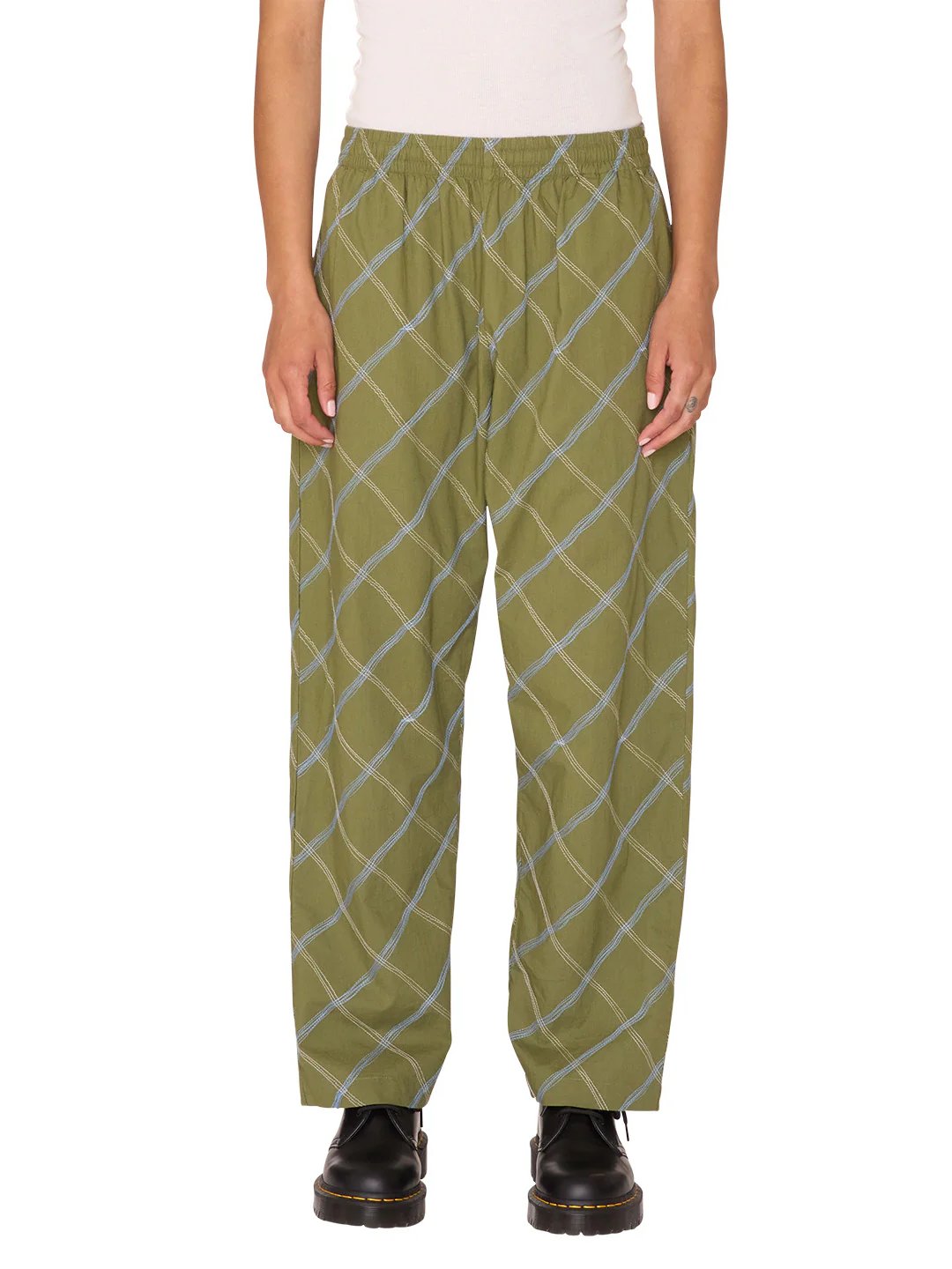 OBEY LILITH DIAMOND STITCH PANT OLIVINE MULTI