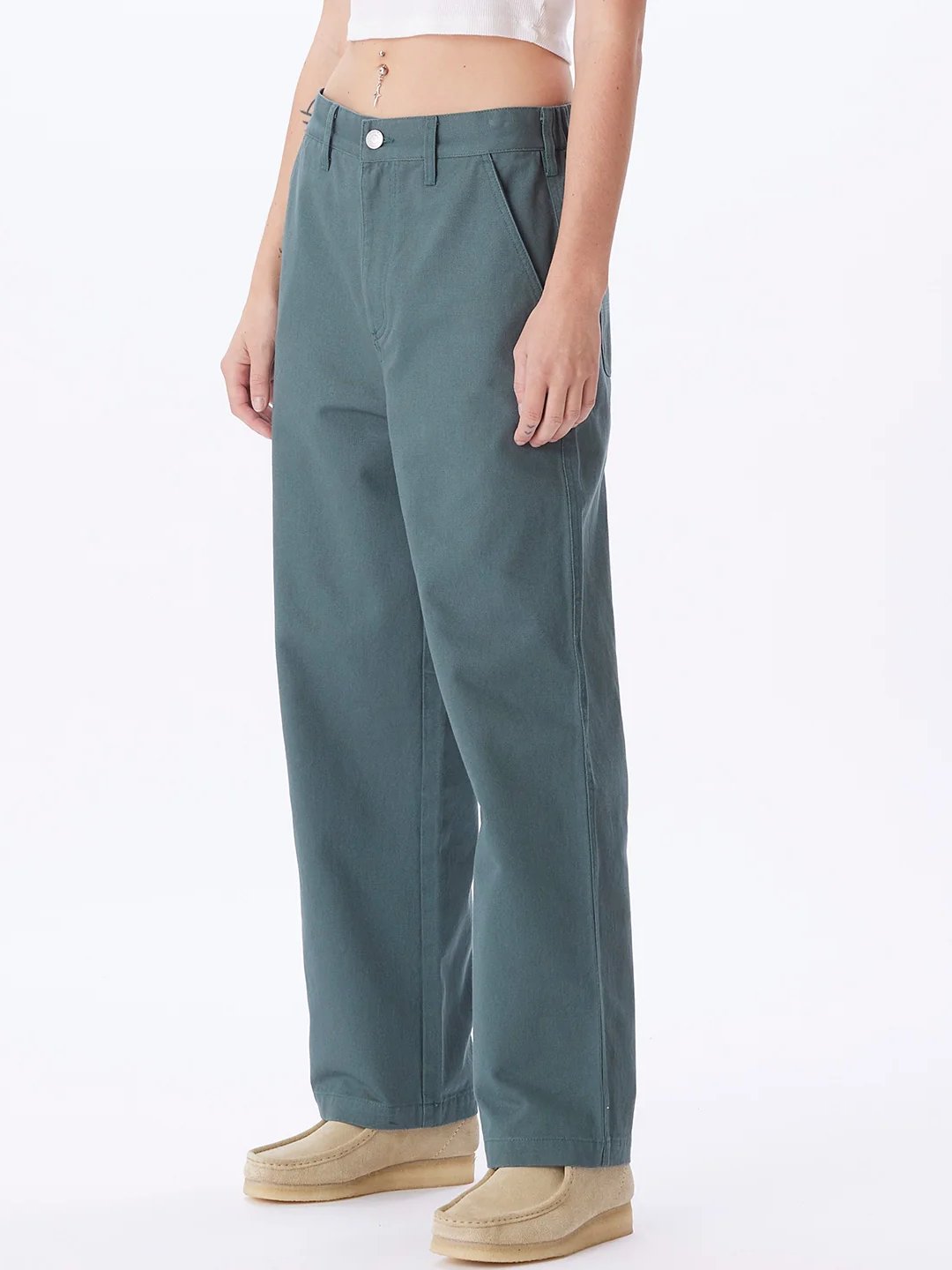 OBEY BRIGHTON CARPENTER PANT SILVER PINE SIDE