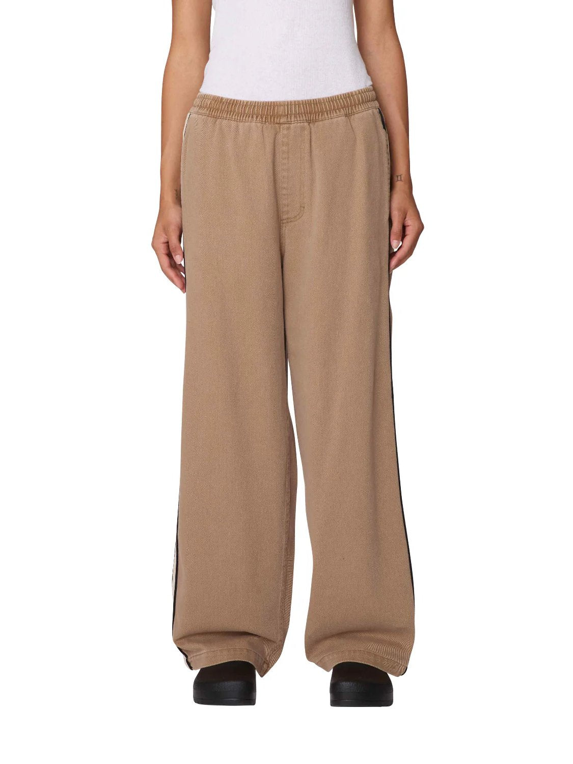 OBEY ASTRID SIDE STRIPE PANT TAN FADED WASH