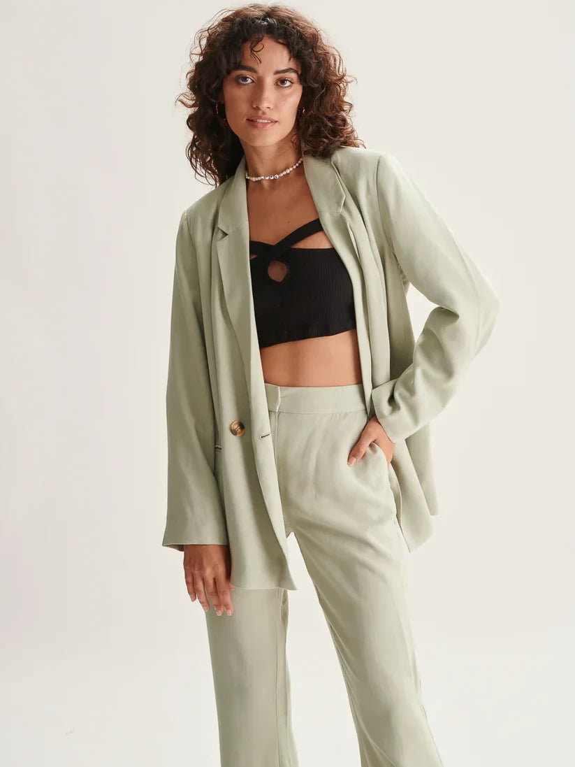 24COLOURS TROUSER PANT W SIDE SLIT GREEN