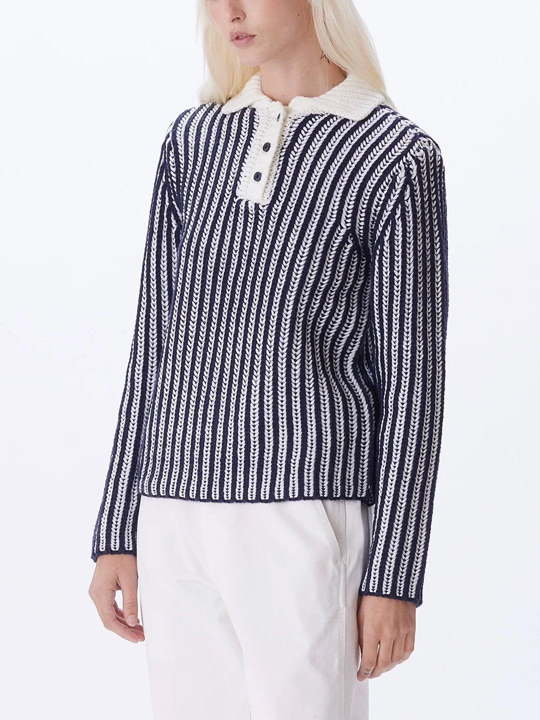 OBEY SYLVIE POLO SWEATER ACADEMY NAVY MULTI