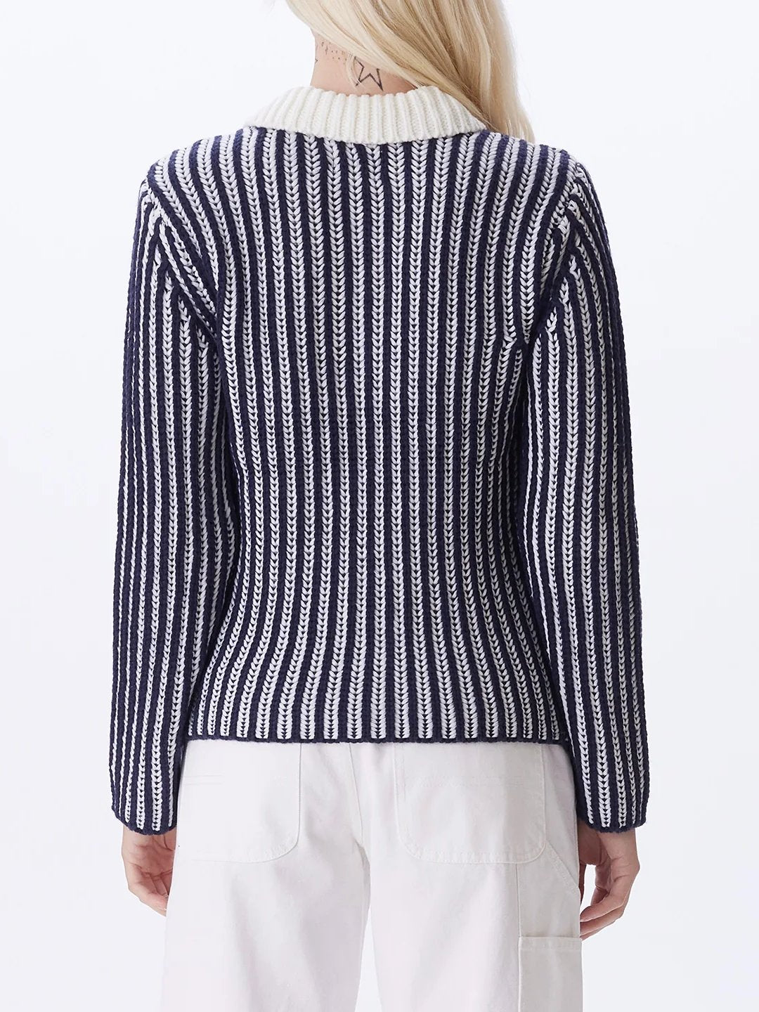 OBEY SYLVIE POLO SWEATER ACADEMY NAVY MULTI