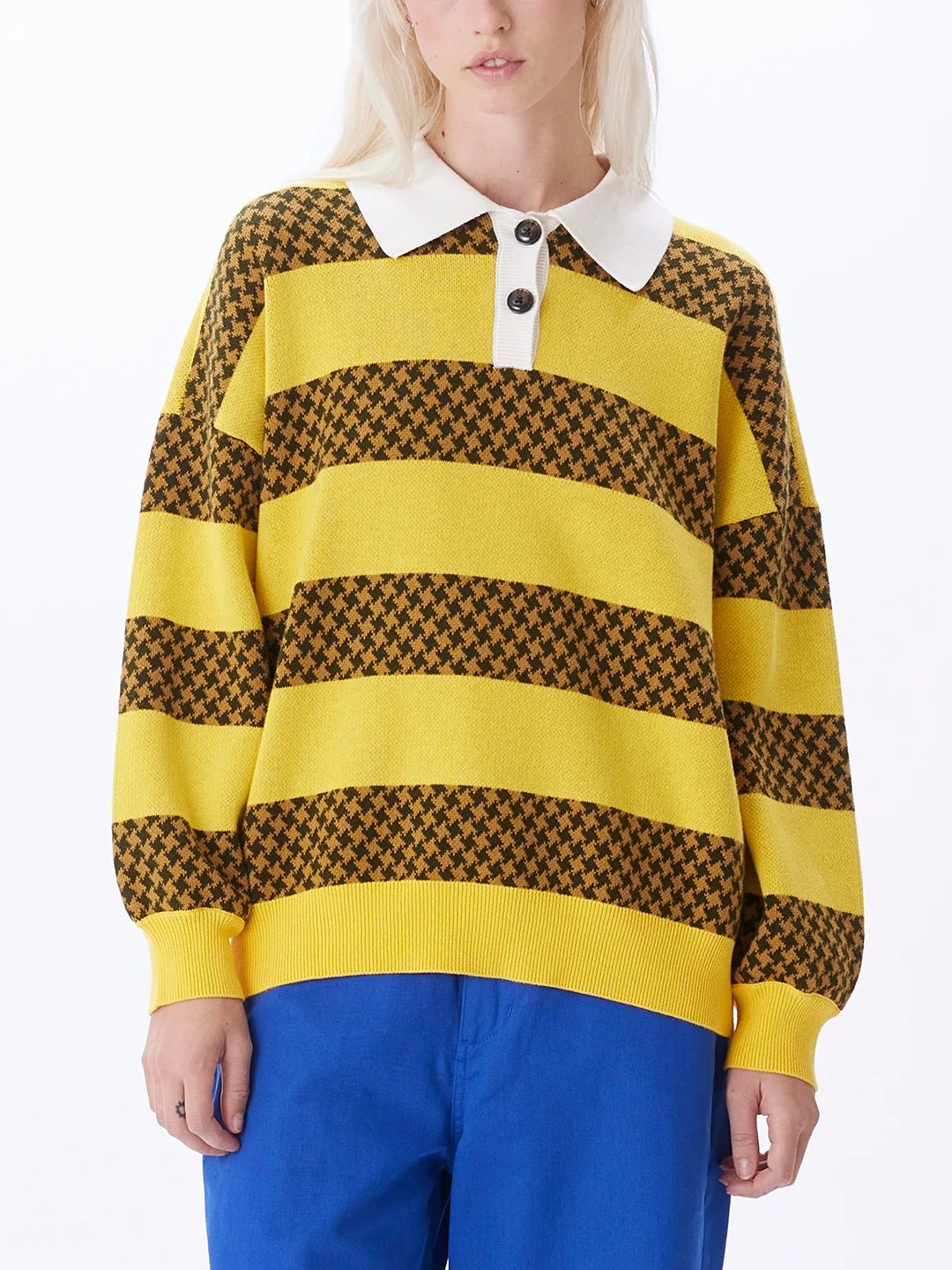 OBEY CHARLIE SWEATER BANANA CREAM MULTI FRONT