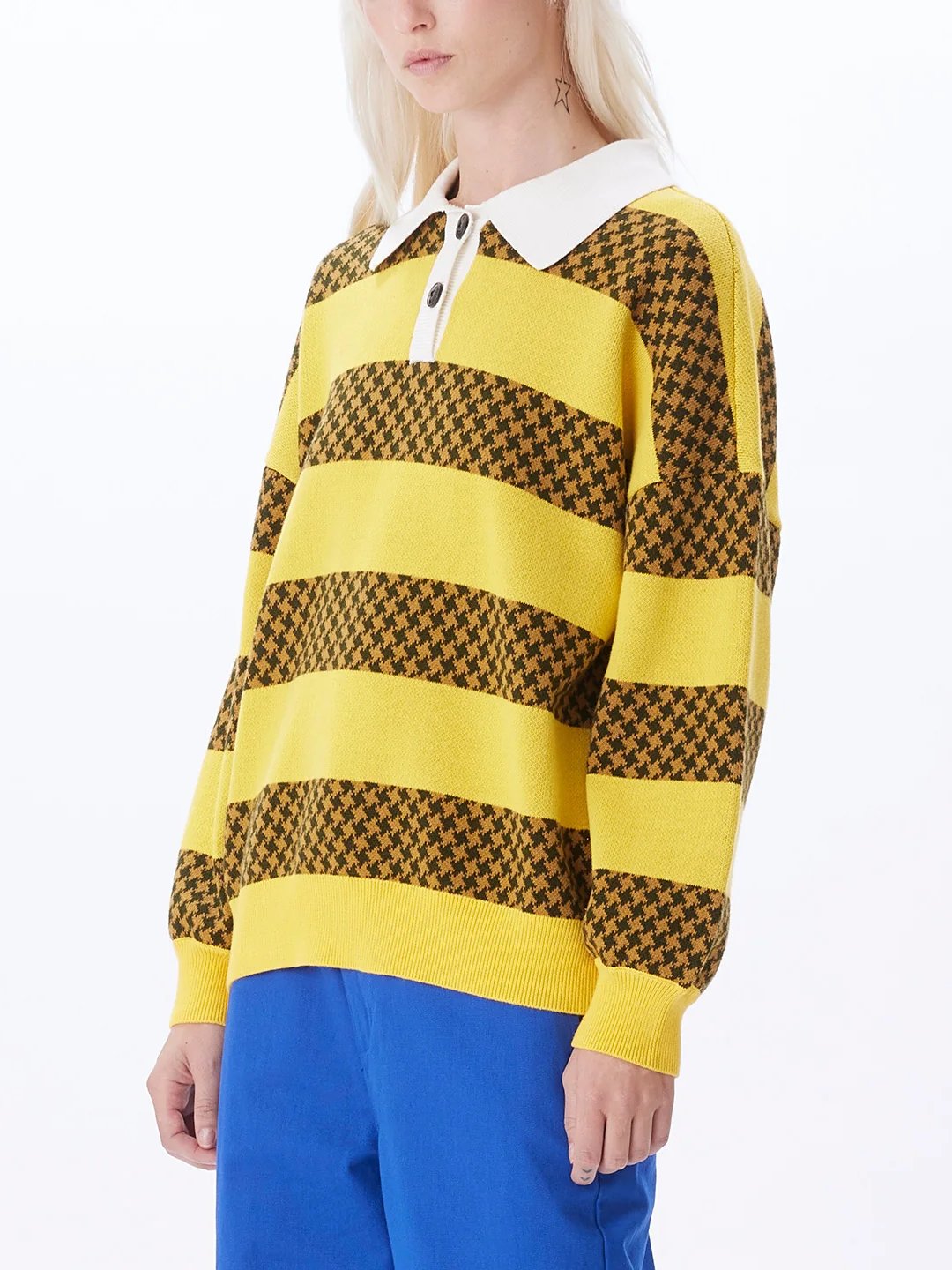 OBEY CHARLIE SWEATER BANANA CREAM MULTI SIDE