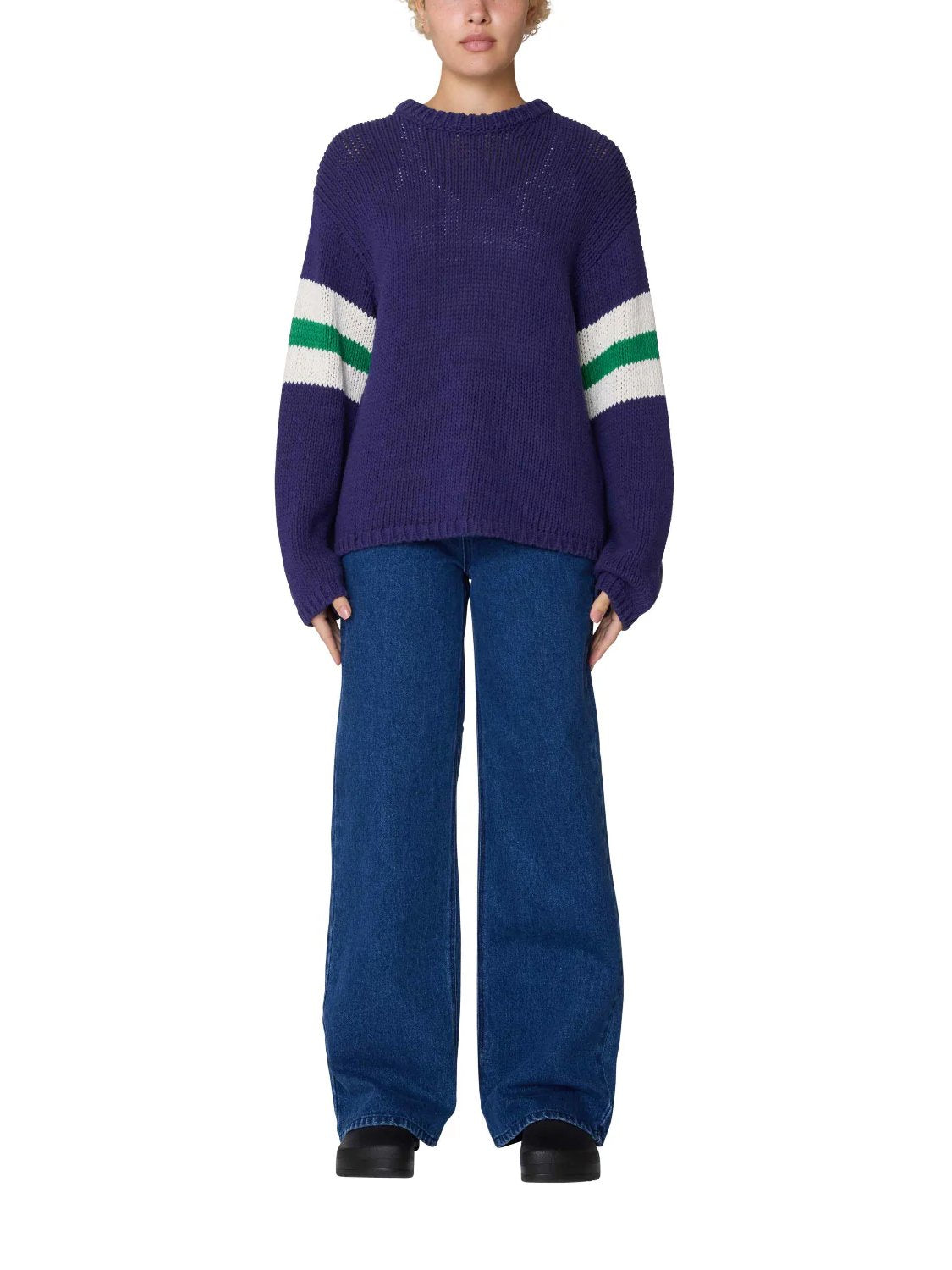 OBEY ZONE STRIPE SWEATER NAVY