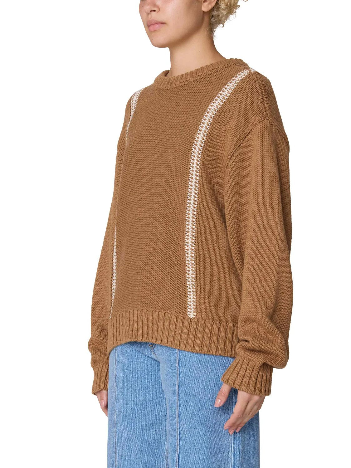 OBEY MEND STITCH CREW SWEATER CARAMEL