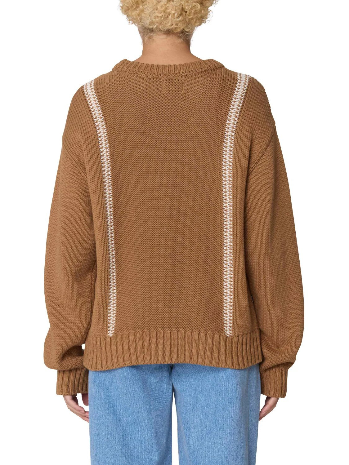 OBEY MEND STITCH CREW SWEATER CARAMEL