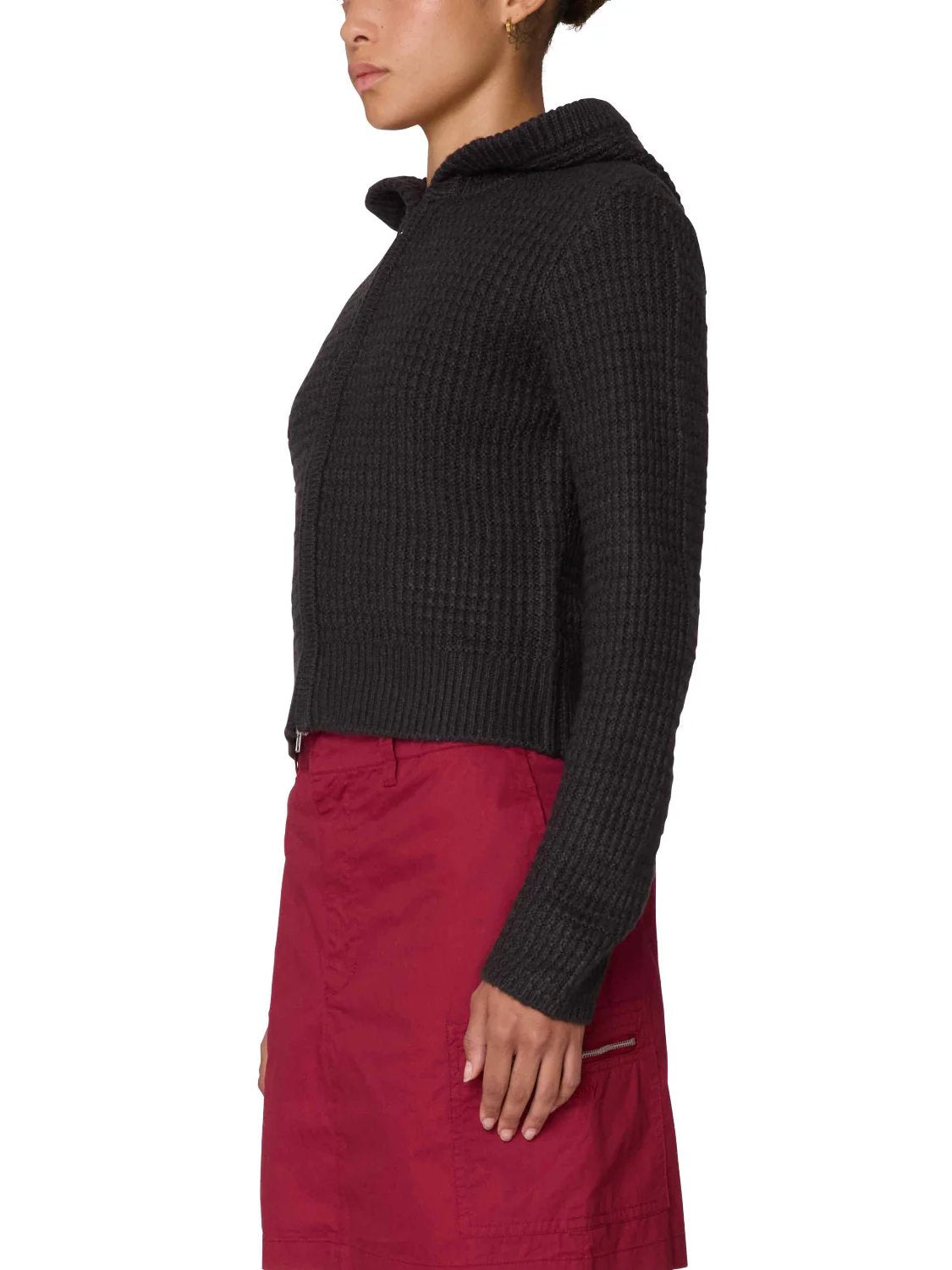OBEY GLENDA HOOD ZIP SWEATER CHARCOAL