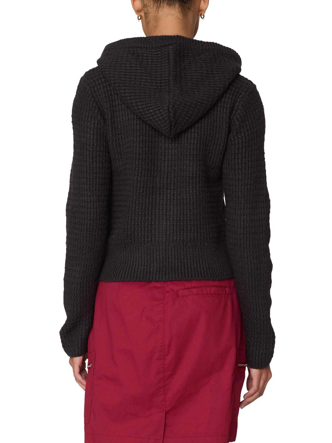 OBEY GLENDA HOOD ZIP SWEATER CHARCOAL
