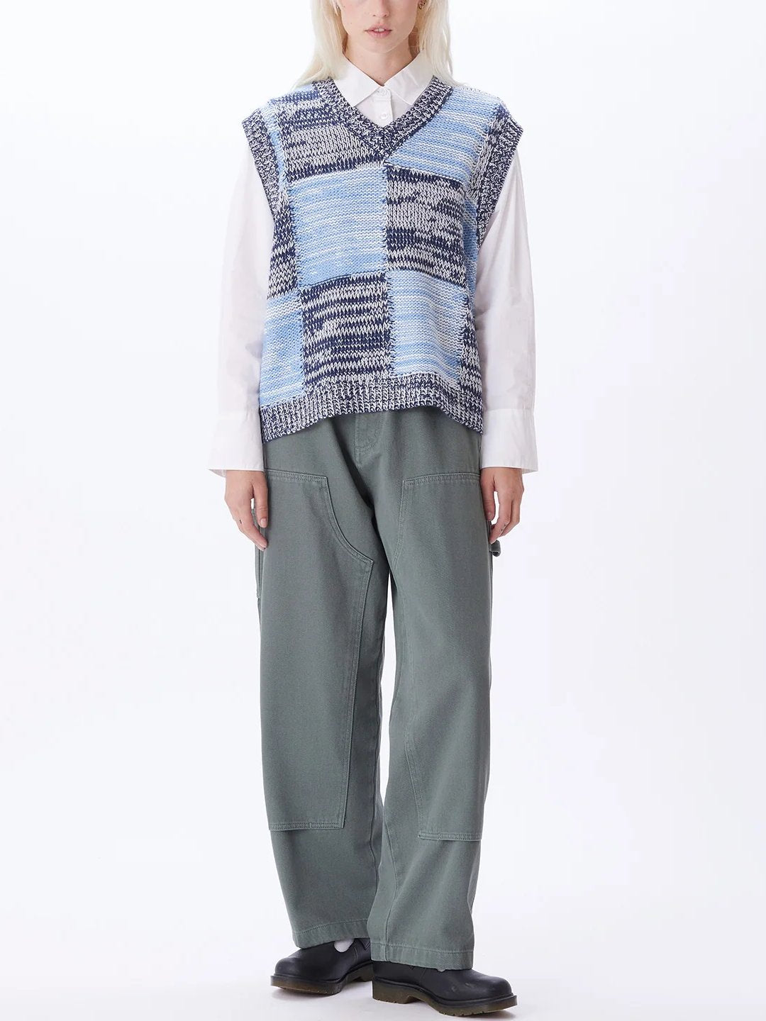 OBEY MIRA SWEATER VEST ACADEMY NAVY MULTI OUTFIT