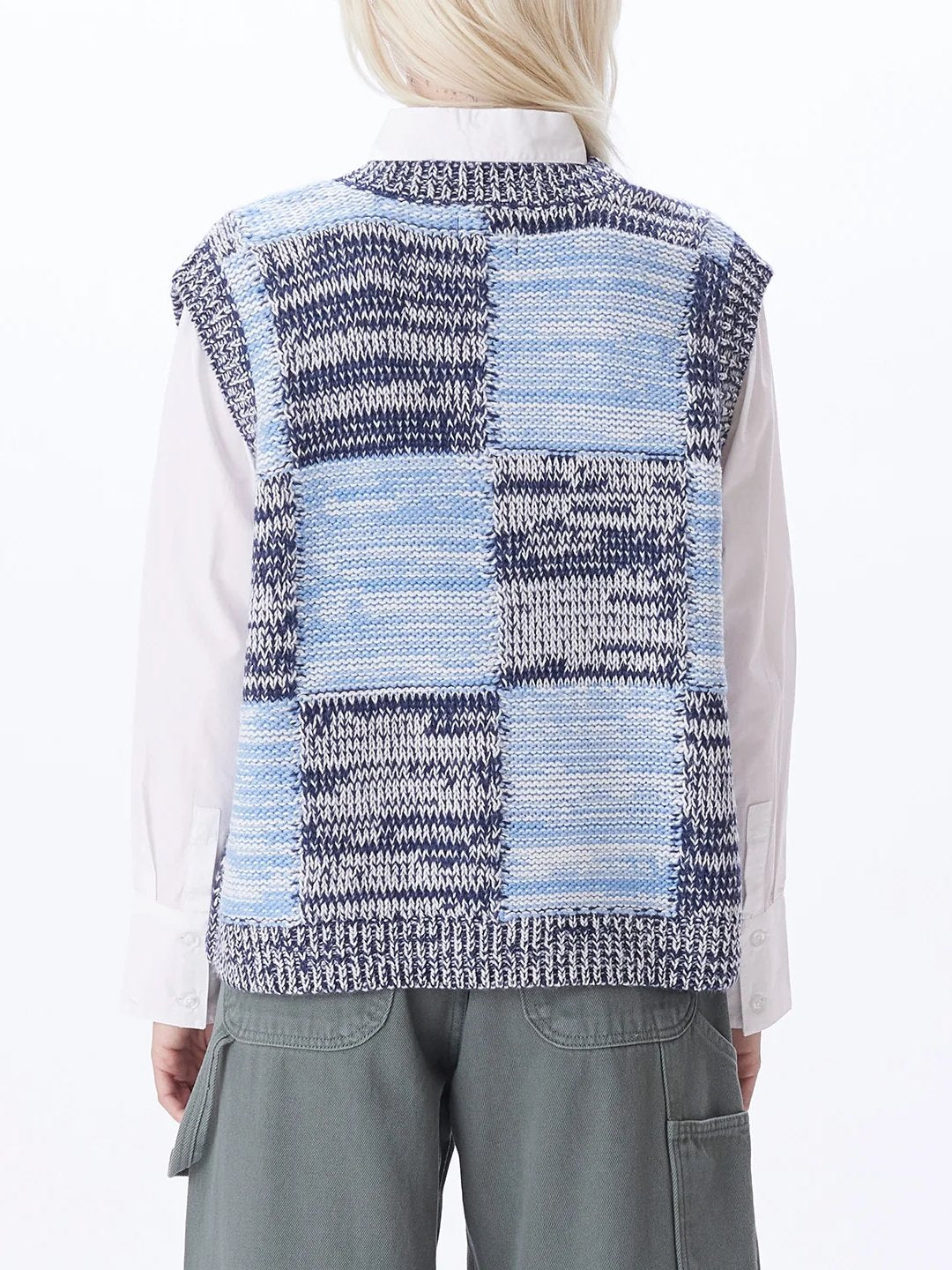 OBEY MIRA SWEATER VEST ACADEMY NAVY MULTI BACK