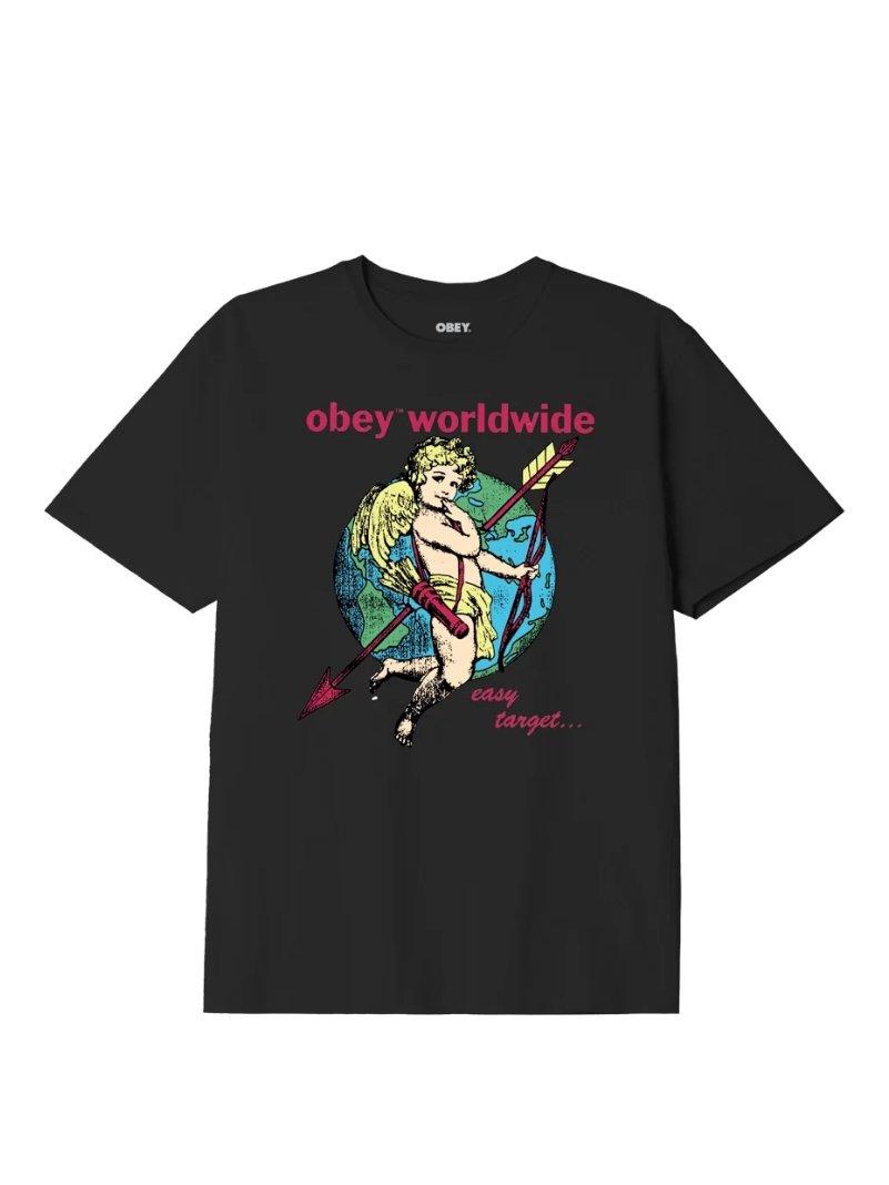 OBEY CHERUB EASY TARGET TEE DIGITAL BLACK