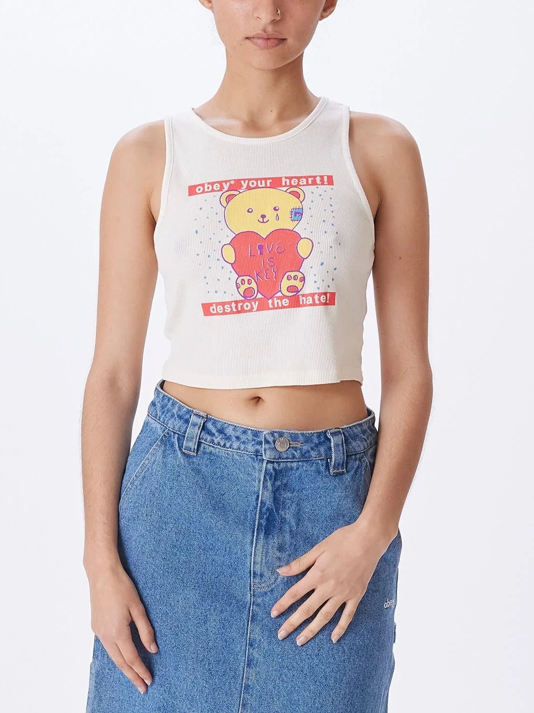OBEY YOUR HEART TANK UNBLEACHED