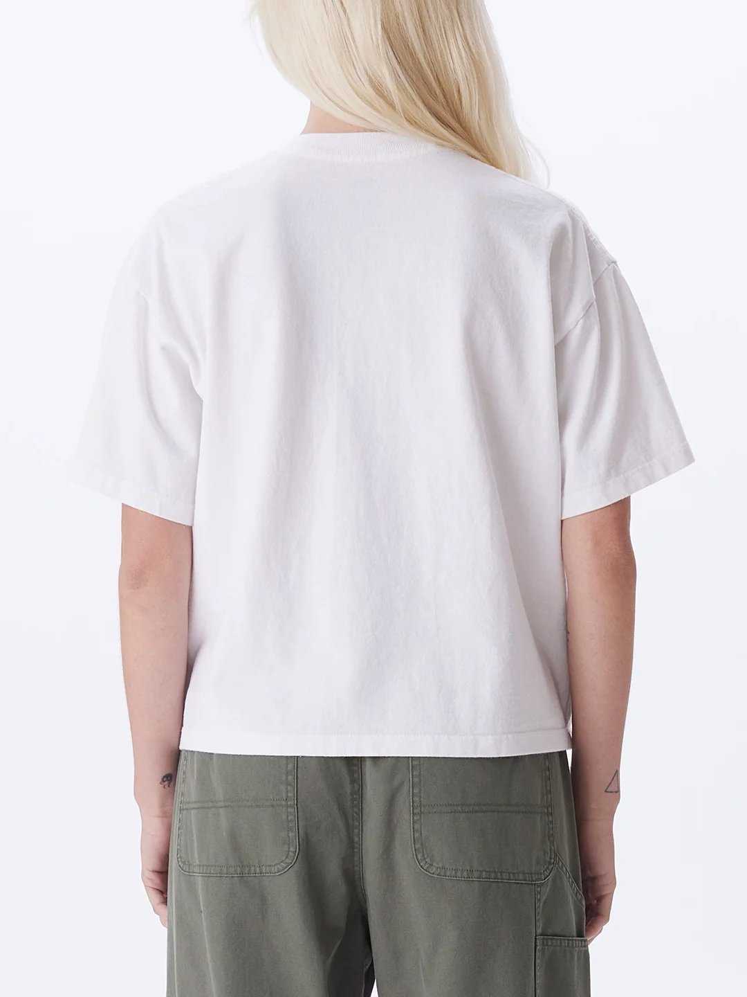 COLLEGIATE OBEY CUSTOM CROP T-SHIRT WHITE