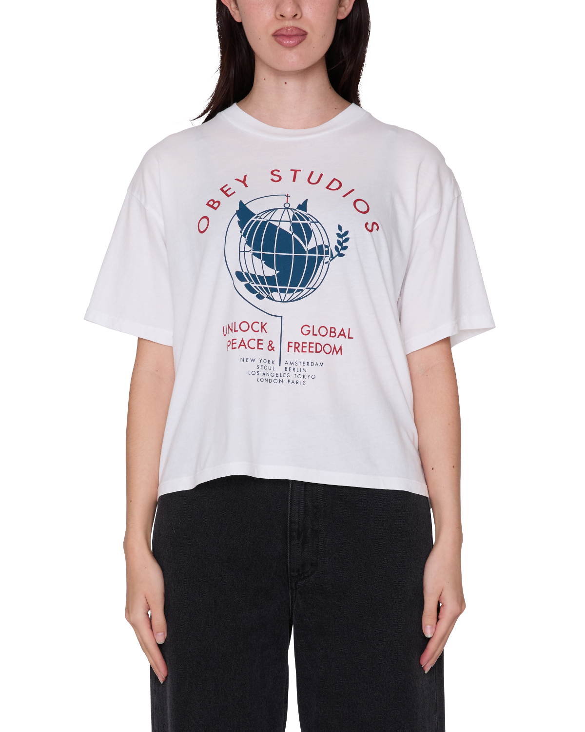 OBEY UNLOCK PEACE & FREEDOM T-SHIRT WHITE