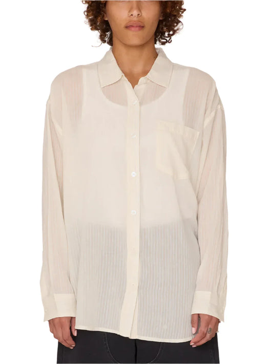 OBEY BLYTHE SHEER STRIPE SHIRT AZURINE