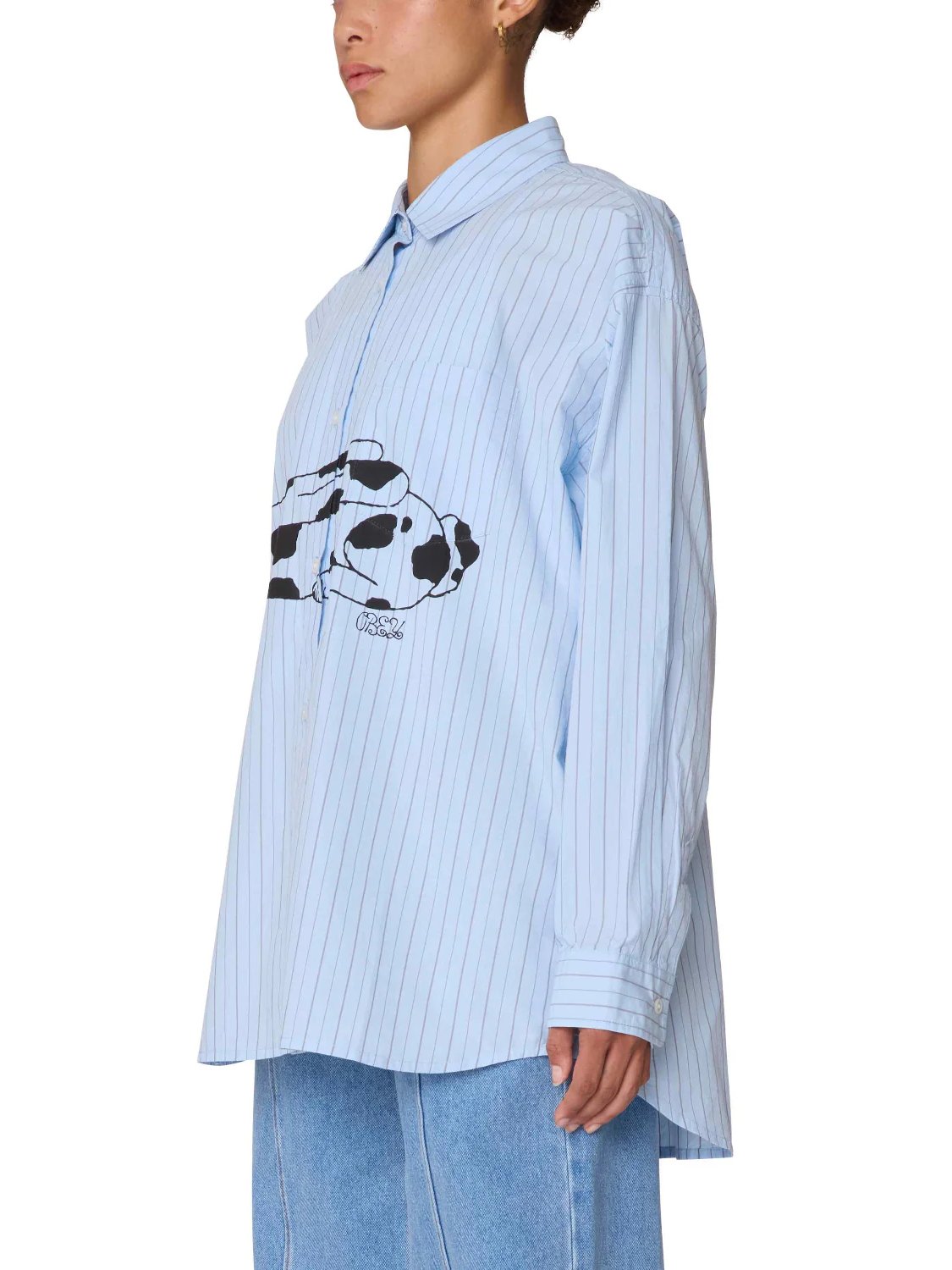 OBEY BEVERLY GRAPHIC LS SHIRT LIGHT BLUE MULTI