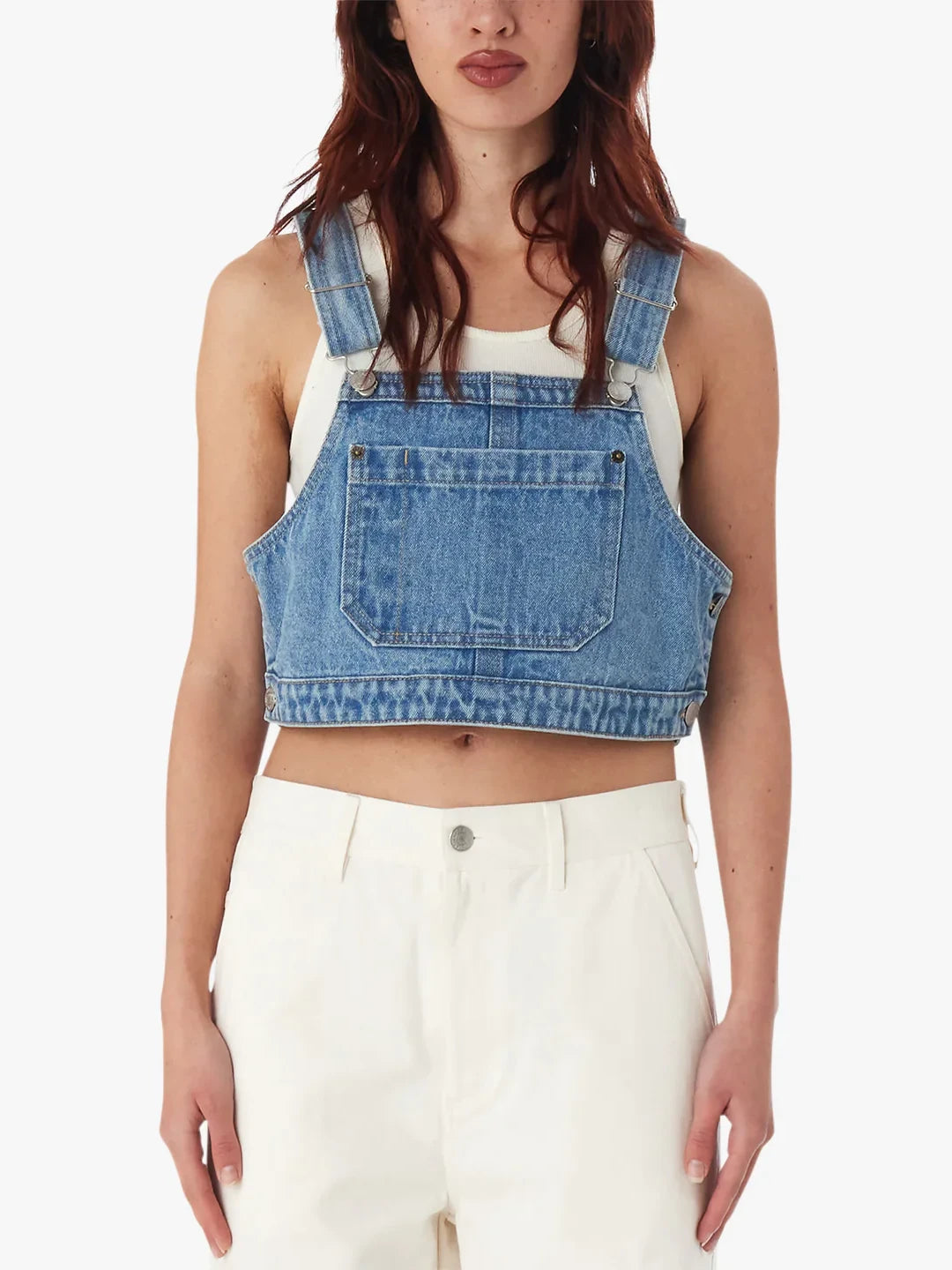 CROPPED OVERALL DENIM TOP