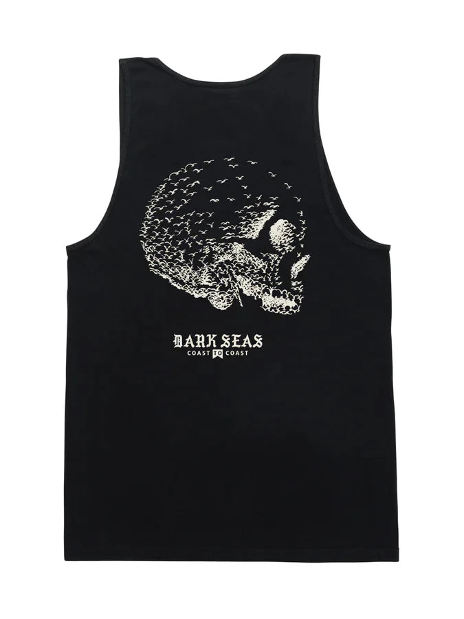 DARK SEAS FLOCK PIGMENT TANK TOP BLACK