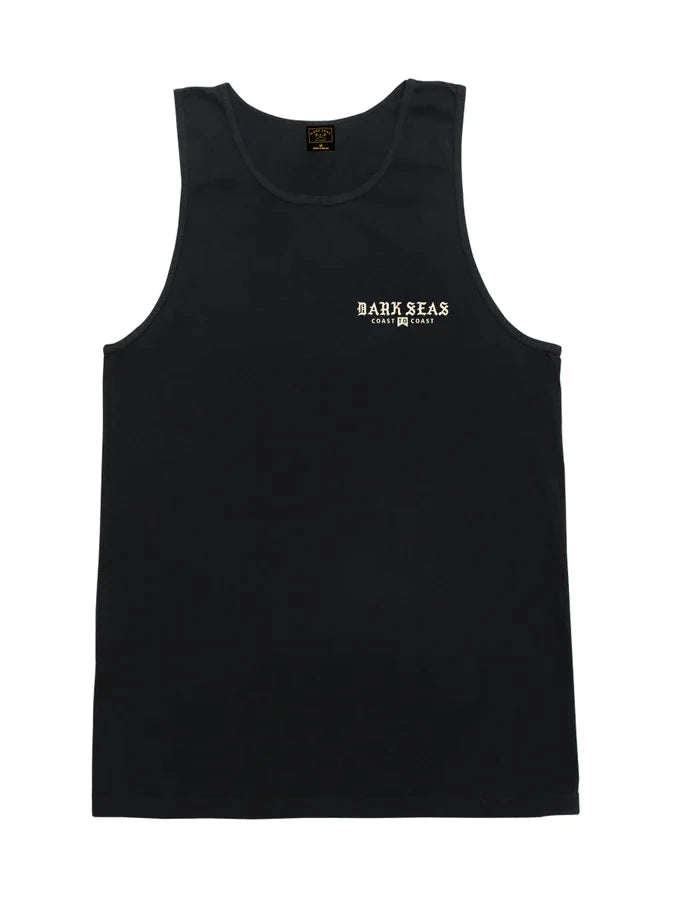 DARK SEAS FLOCK PIGMENT TANK TOP BLACK