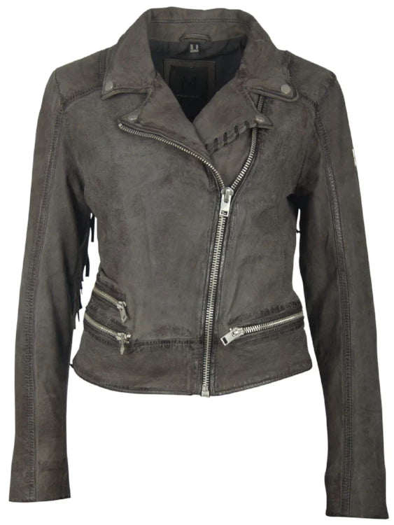 MAURITIUS ZOE LEATHER JACKET DARK GREY