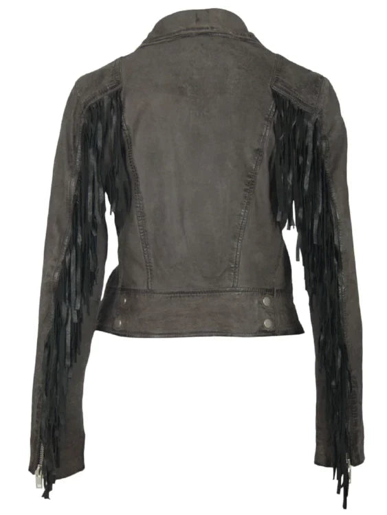 MAURITIUS ZOE LEATHER JACKET DARK GREY