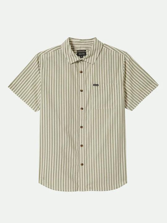 BRIXTON CHARTER PRINT SHORT SLEEVE SHIRT WHITECAP/IVY GRN STRIPE