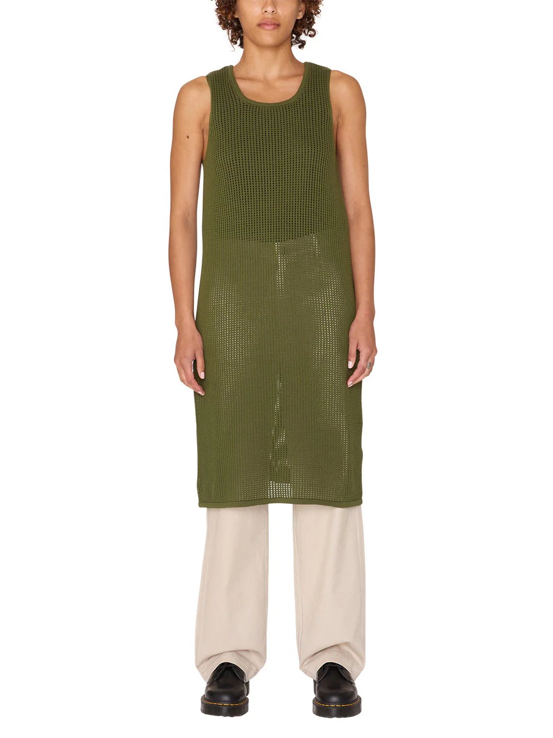 OBEY MINERVA STRIPE DRESS OLIVE