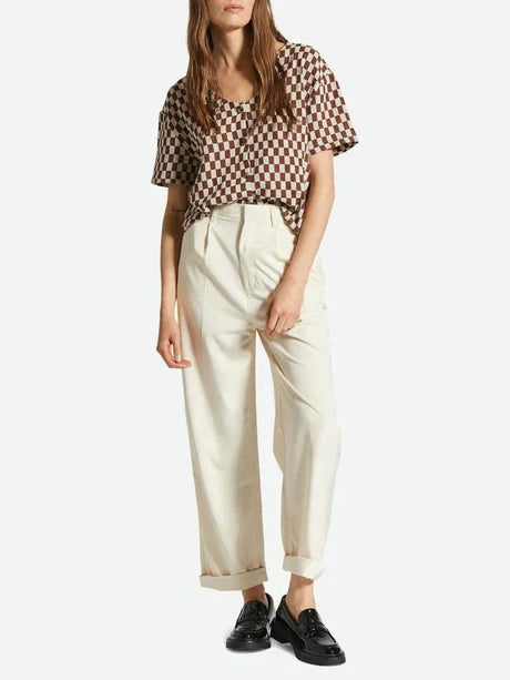 BRIXTON MYKONOS SMALL CHECK S/S WOVEN SEPIA